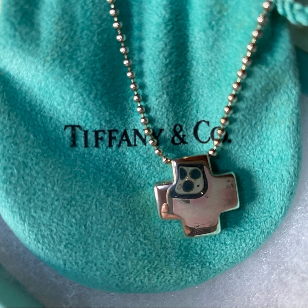 NEW Tiffany & Co. 925 Sterling Silver Roman Cross Pendant Necklace - Picture 2 of 5